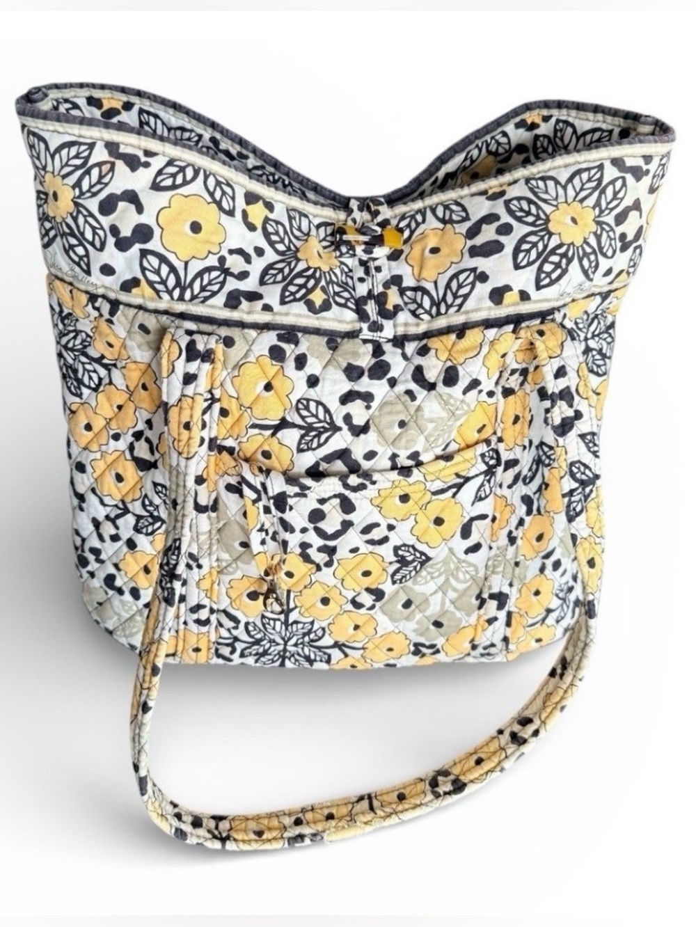 Vera Bradley Go Wild Tote Bag Yellow Floral Quilted Mail Shoulder Feminine